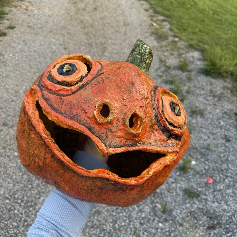 Large Halloween Paper Mache‎ Pulp Jack O Lantern Extra Large